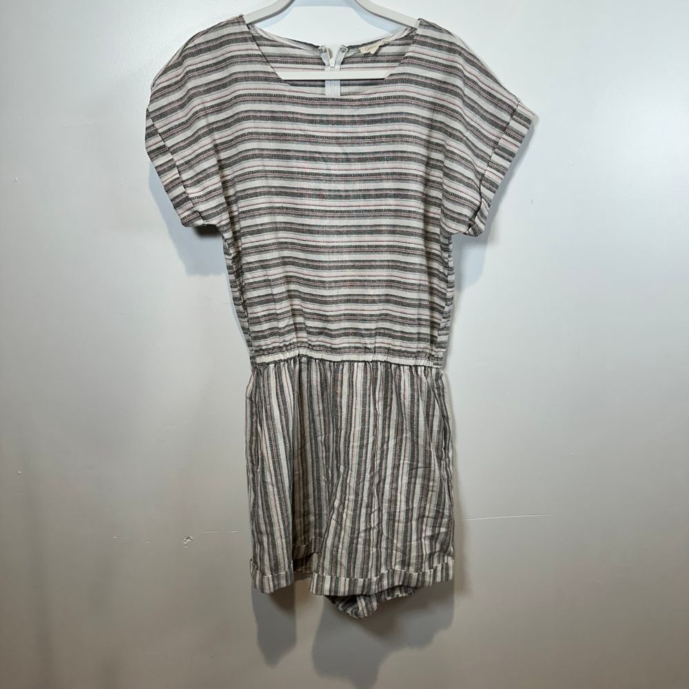 Cotton Bleu Striped Romper Short Sleeve Casual Summer Playsuit Size M